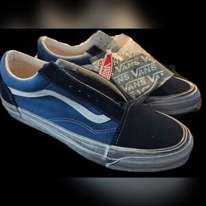 Vans Vault Old Skool Navy and White Sneakers
